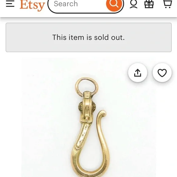 Vintage Rare Gold Hook Pendant - Picture 4 of 5